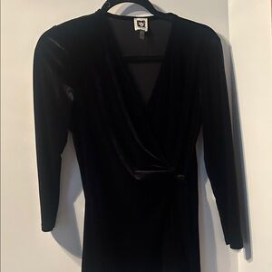 Elegant Black velvet faux wrap top